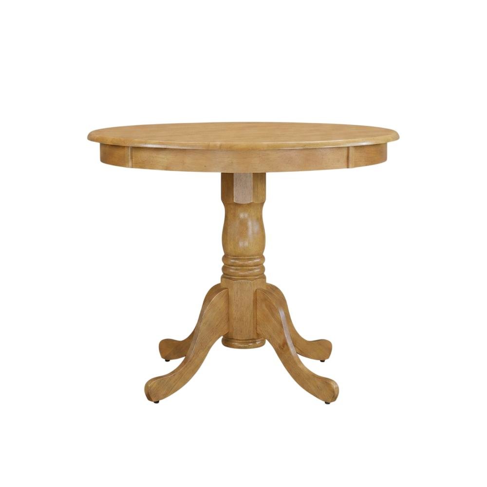 Solid Wood Round Dining Table & Chairs 3-Piece Set, Small Dinette, Oak. Picture 4