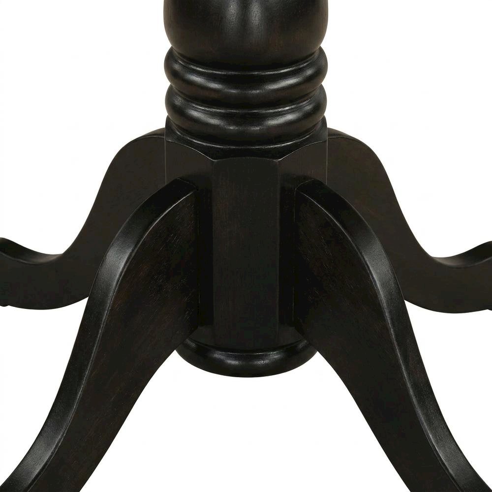 Solid Wood Round Dining Table & Chairs 3-Piece Set, Small Dinette, Black. Picture 6