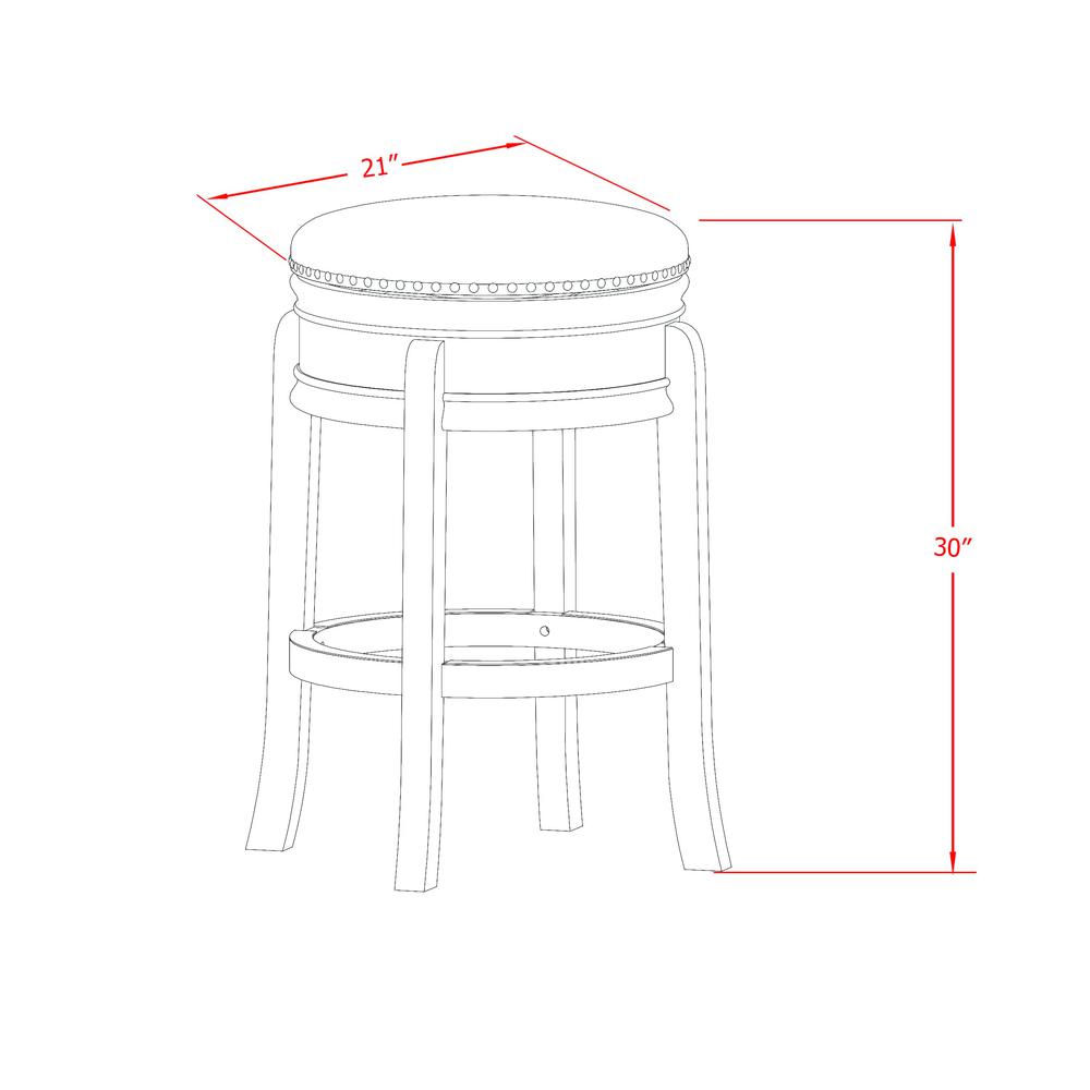 AMS030-112 Stunning Stool Counter Height- Backless Stool with Round Shape - Brown Roast PU leather Seat and 4 Real Wood Curved Legs - Counter Bar Stool in Black End. Picture 4