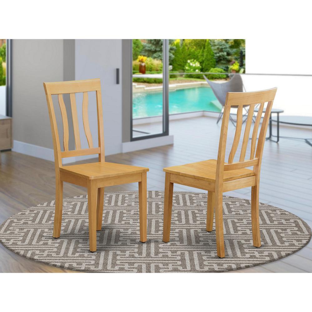 East West Furniture - ESAN3-OAK-W - 3-Pc Modern Dining Room Set - 2 Dining Room Chairs and 1 Dining Room Table (Oak Finish). Picture 3