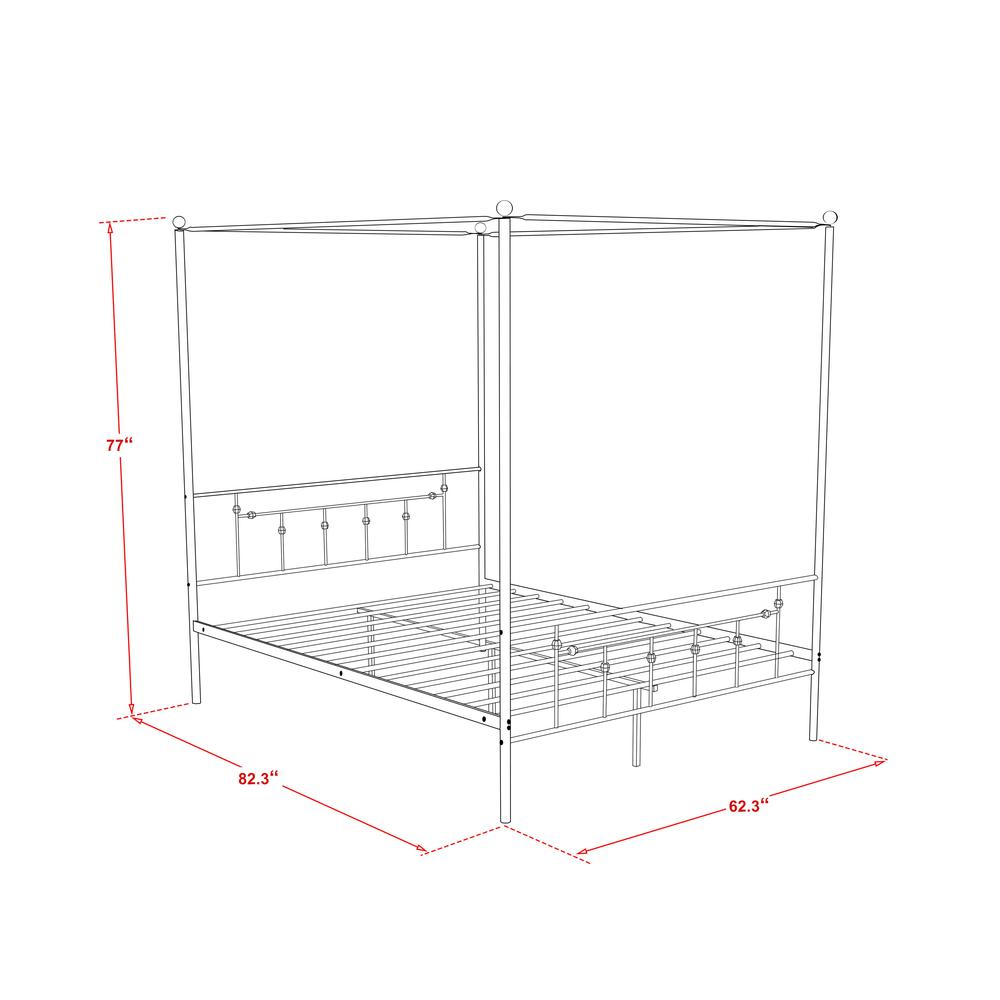 ATQCWHI Anniston Queen Bed with Luxurious Style Headboard and Footboard - Canopy Metal Frame in Powder Coating White. Picture 6