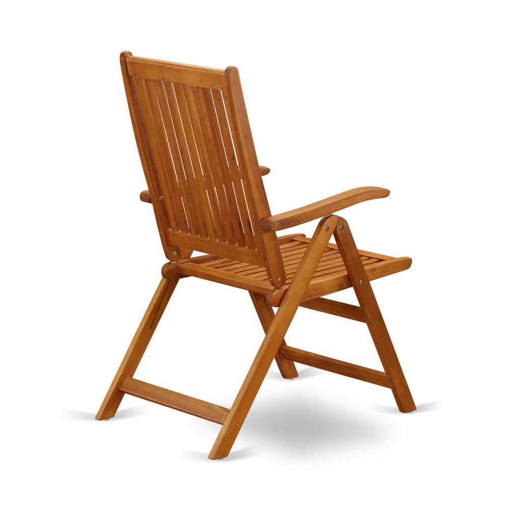 3-Pc Wood Patio Dining Set Consists of a Folding Outdoor Table and 2 Outdoor Camping Chairs - Natural Oil Finish. Picture 7