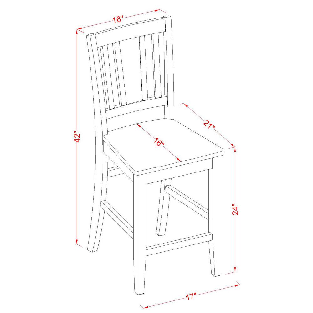 Buckland Counter Height Chair for dining room with Wood Seat in Black Finish, Set of 2. Picture 3