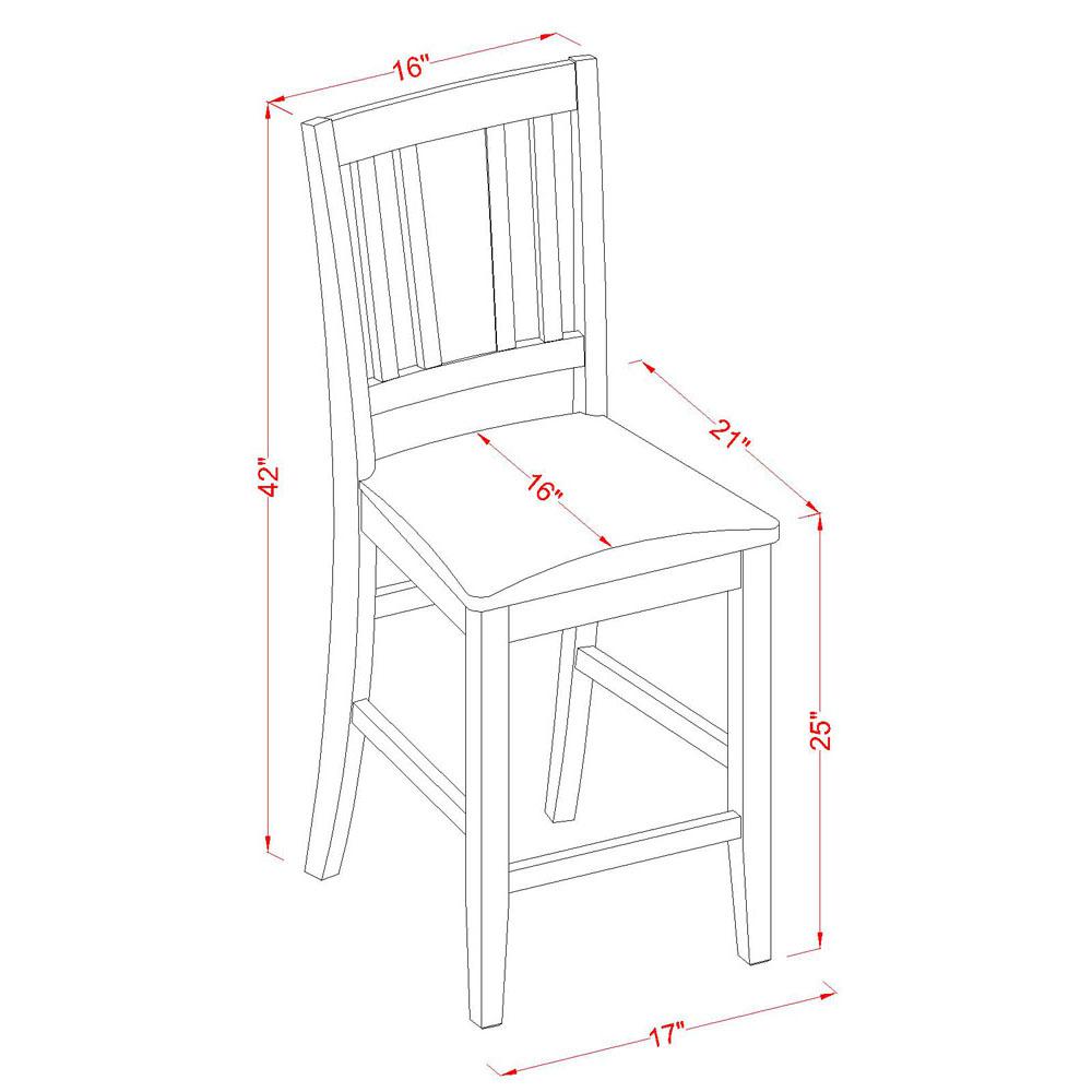 Buckland Counter Height Dining Chair with Leather Uphostered Seat in Mahogany Finish, Set of 2. Picture 3