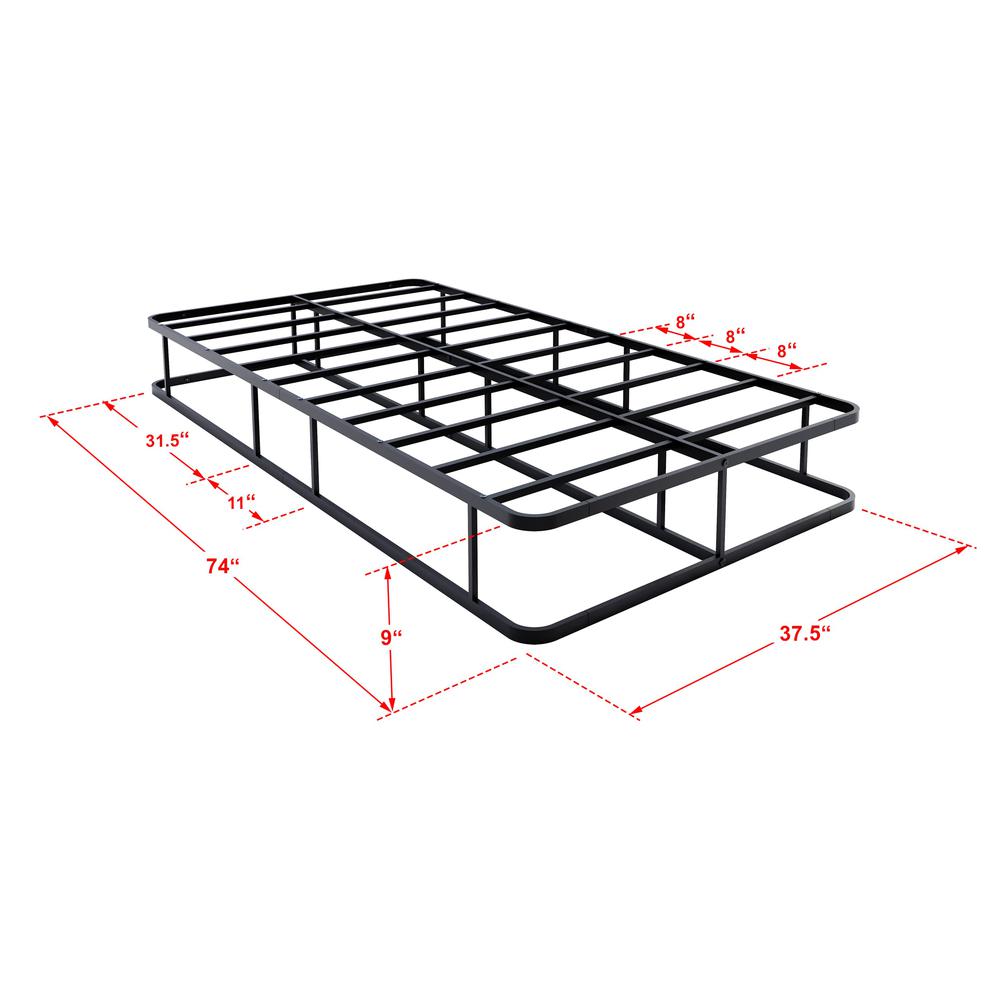 DHTBBLK Dothan Twin Size Bed Frame with Luxurious Style Headboard and Footboard - High Quality Metal Frame in Powder Coating Black. Picture 5