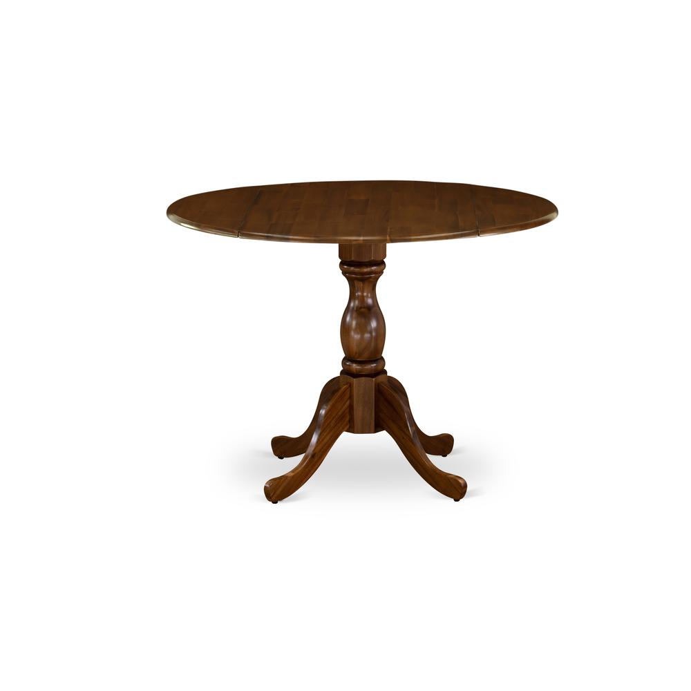 East West Furniture DMGA3-AWA-03 3 Piece Modern Dining Table Set Contains 1 Drop Leaves Dining Table and 2 Brown Linen Fabric Kitchen Chair Button Tufted Back with Nail Heads - Acacia Walnut Finish. Picture 2
