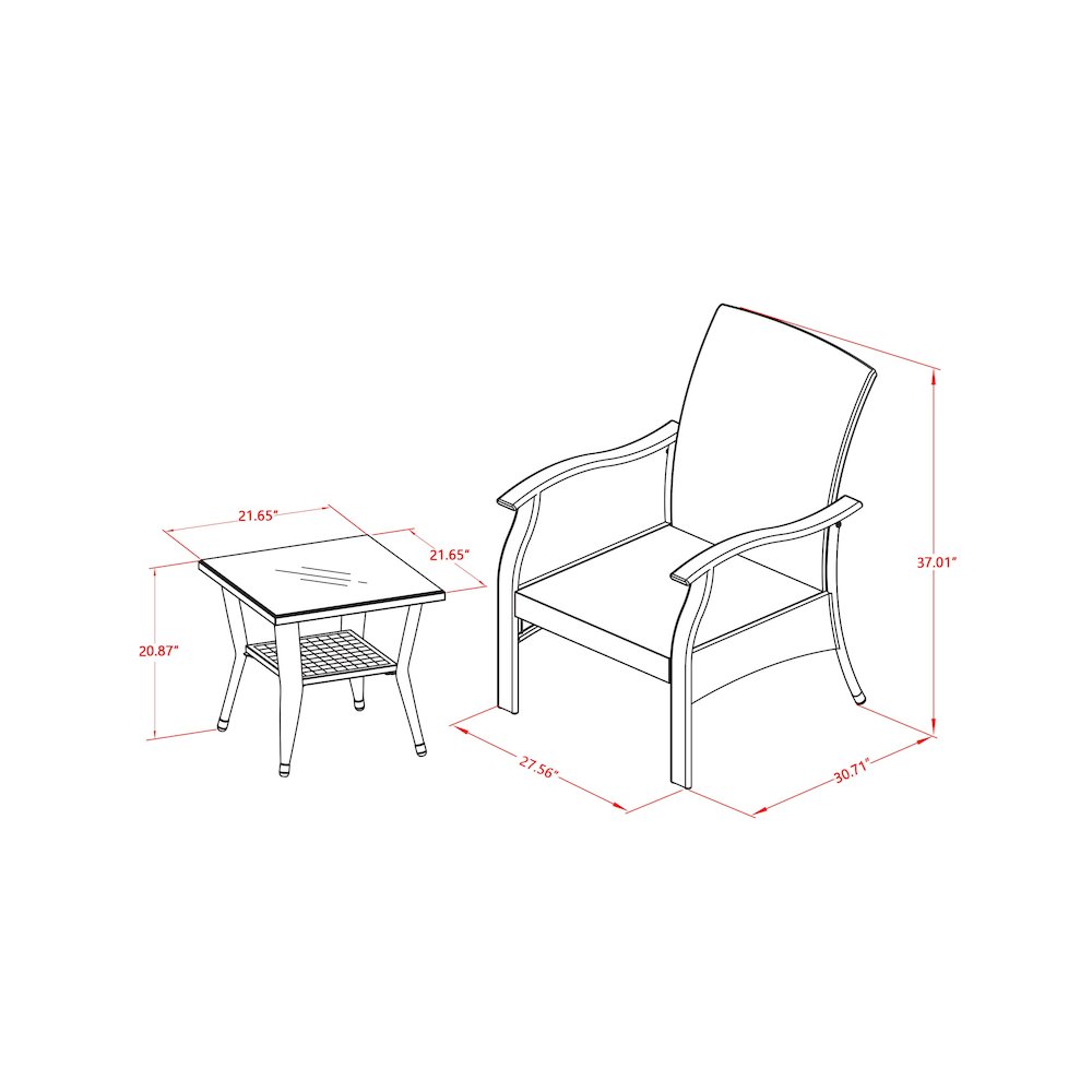 Wicker Patio Set Black, DTL3C01B. Picture 5