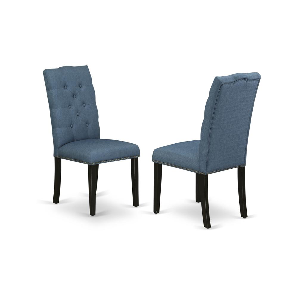 East West Furniture V626EL121-7 7-Piece Gorgeous Rectangular Table Set an Outstanding Linen White dining table Top and 6 Lovely Linen Fabric Dining Chairs with Nail Heads and Button Tufted Chair Back,. Picture 3