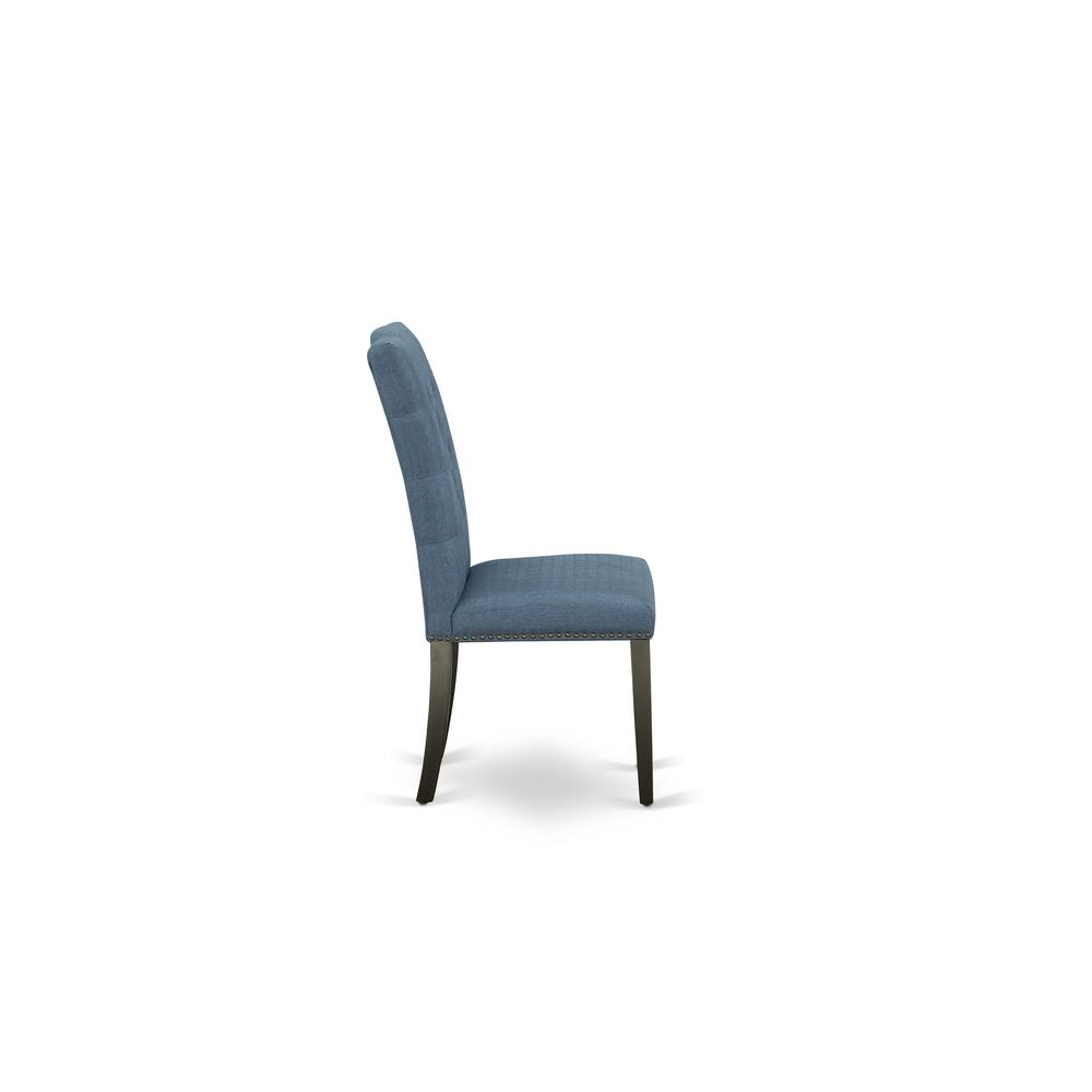 9-piece dining table set with Chair’s Legs and Mineral Blue Linen Fabric. Picture 14