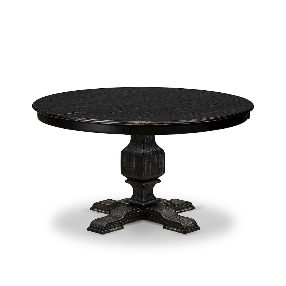 7 Piece Kitchen Table Set Contains 54" Round Table In Black Color. Picture 3