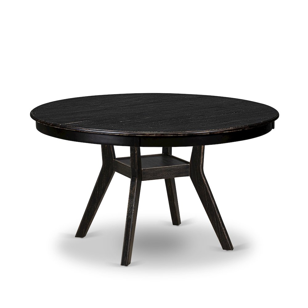 7 Piece Dining Table Set Contains 54" Round Table In Navy Blue Color. Picture 3
