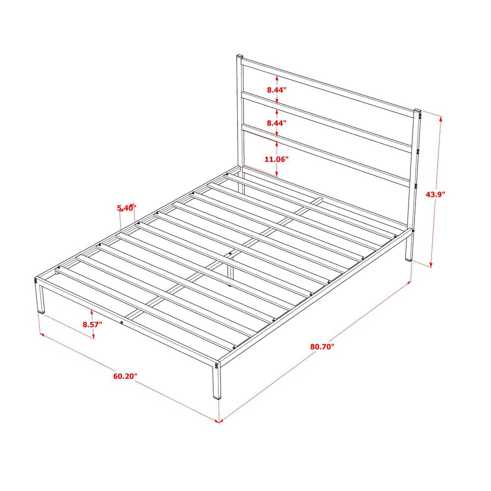 Fulton Queen Platform Bed with 5 Metal Legs - Magnificent Bed in Powder Coating Black Color. Picture 7