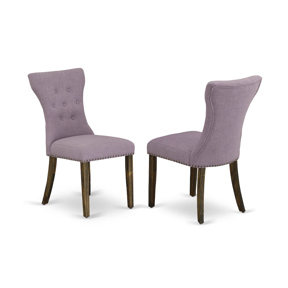 East West Furniture LAGA9-77-40 9 Piece Kitchen Table Set Includes a Rectangle Dining Table with Removable Leaf and 8 Dahlia Linen Fabric Parsons Dining Chairs, 42x92 Inch, Jacobean. Picture 12