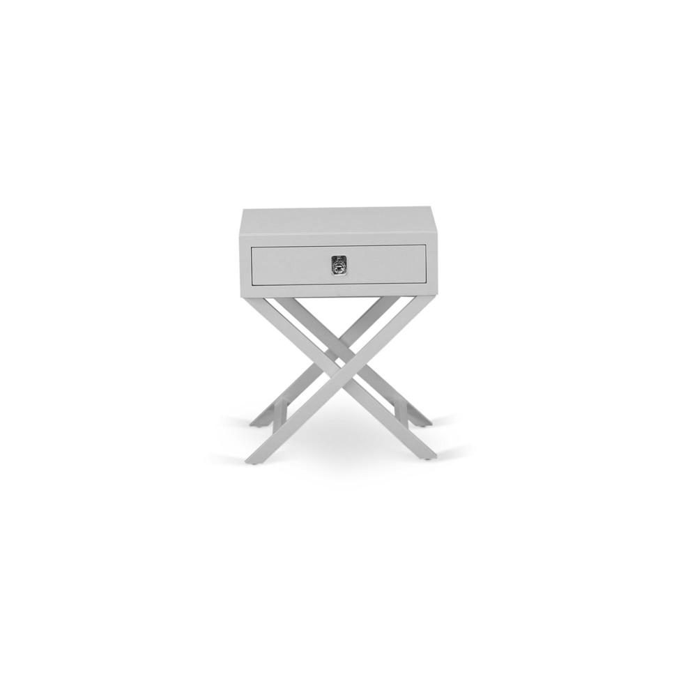 NL19K-2HA14 3 Piece Bedroom Set - 1 Bed Frame White Velvet Fabric Headboard and 2 Small Nightstands - Urban Gray Finish Nightstand. Picture 7