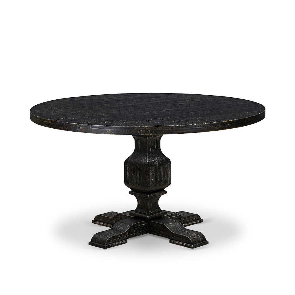 7 Piece Kitchen Table Set Consists Of 54" Round Table In Black Color. Picture 3
