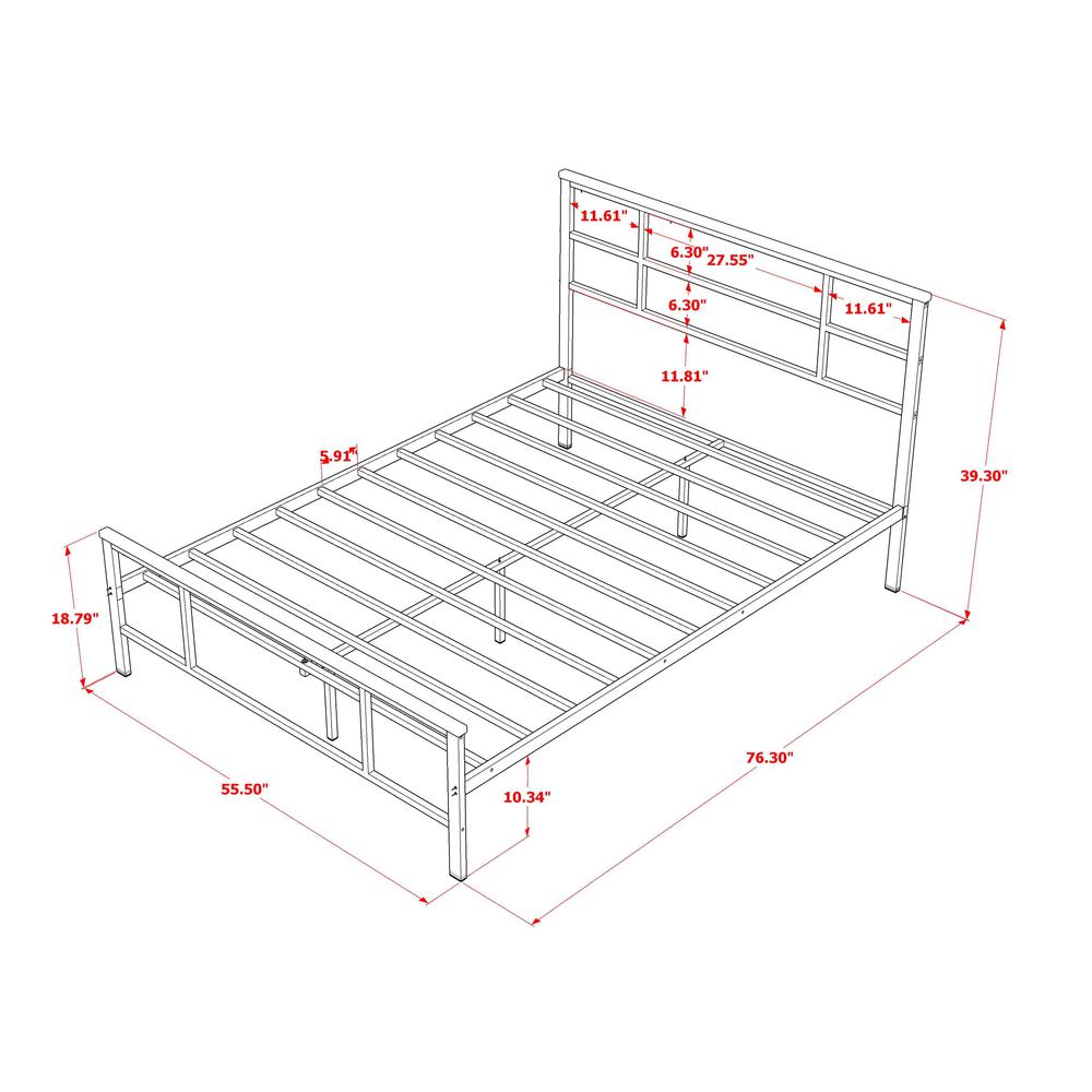 Ingram Full Size Bed with 7 Metal Legs - Lavish Bed in Powder Coating Black Color. Picture 7