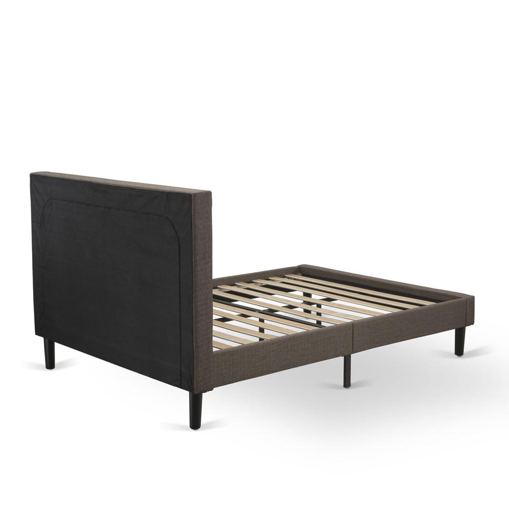 KD18F-1DE07 2 Pc Full Size Bed Set - Platform Bed Brown Headboard with 1 Wood Night Stand - Black Finish Legs. Picture 6