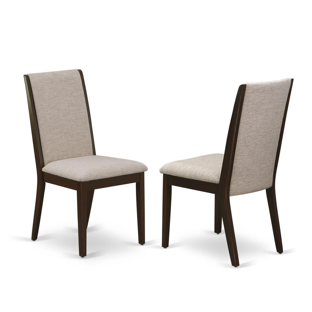 East West Furniture - ESLA3-MAH-04 - 3-Pc Dinette Set - 2 Kitchen Chairs and 1 Modern Kitchen Table (Mahogany Finish). Picture 3