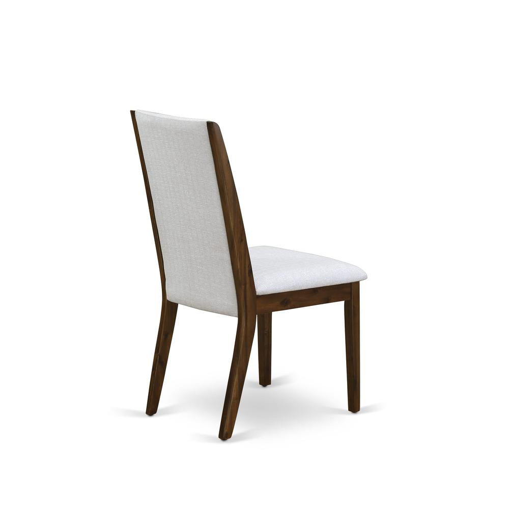 7-pc wooden dining table set with Chair’s Legs and Modern Gray Linen Fabric. Picture 15