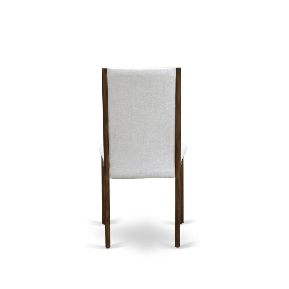 7-pc wooden dining table set with Chair’s Legs and Modern Gray Linen Fabric. Picture 16