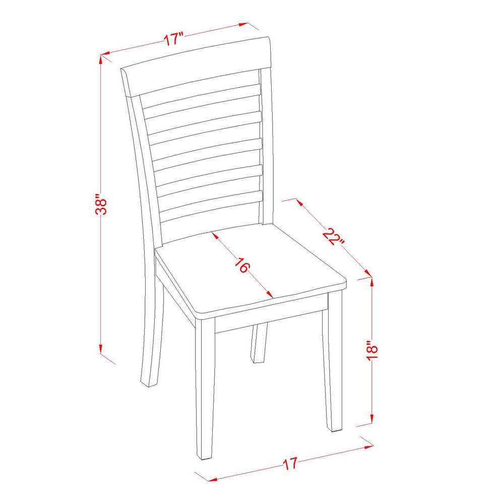 Milan kitchen chair with Wood Seat - Saddle Brown Finish, Set of 2. Picture 3