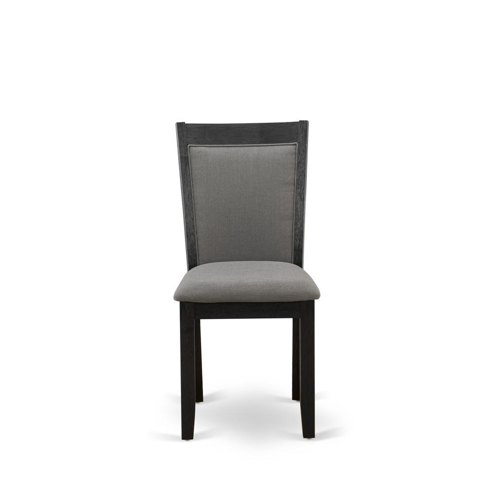 V626MZ650-7 7 Pc Table Set - Linen White Dinner Table with 6 Dark Gotham Grey Parson Chairs - Wire Brushed Black Finish. Picture 7