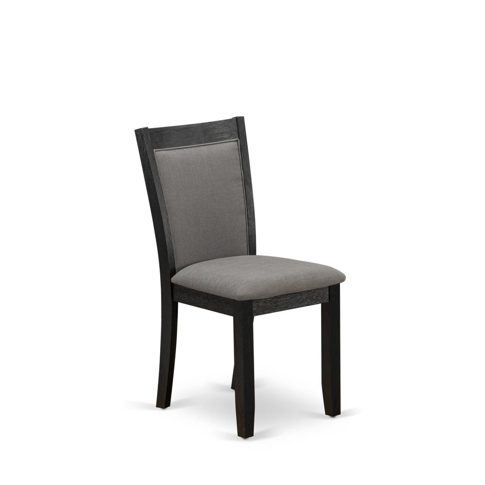 V626MZ650-7 7 Pc Table Set - Linen White Dinner Table with 6 Dark Gotham Grey Parson Chairs - Wire Brushed Black Finish. Picture 8