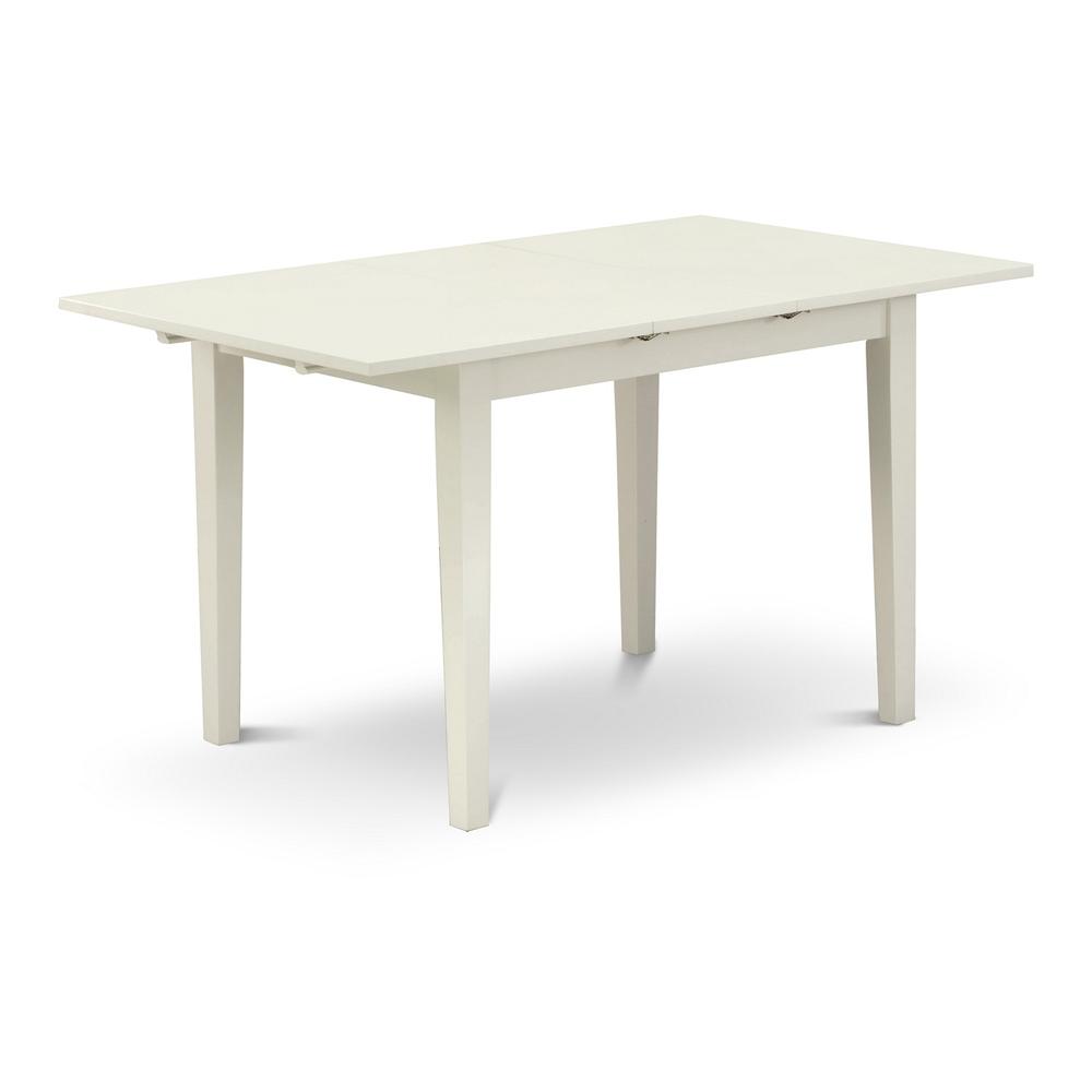 East-West Furniture NFVE3-LWH-15 - A dining table set of two amazing kitchen chairs with Linen Fabric Baby Blue color and a gorgeous 12" butterfly leaf rectangle dining table with Linen White color. Picture 2