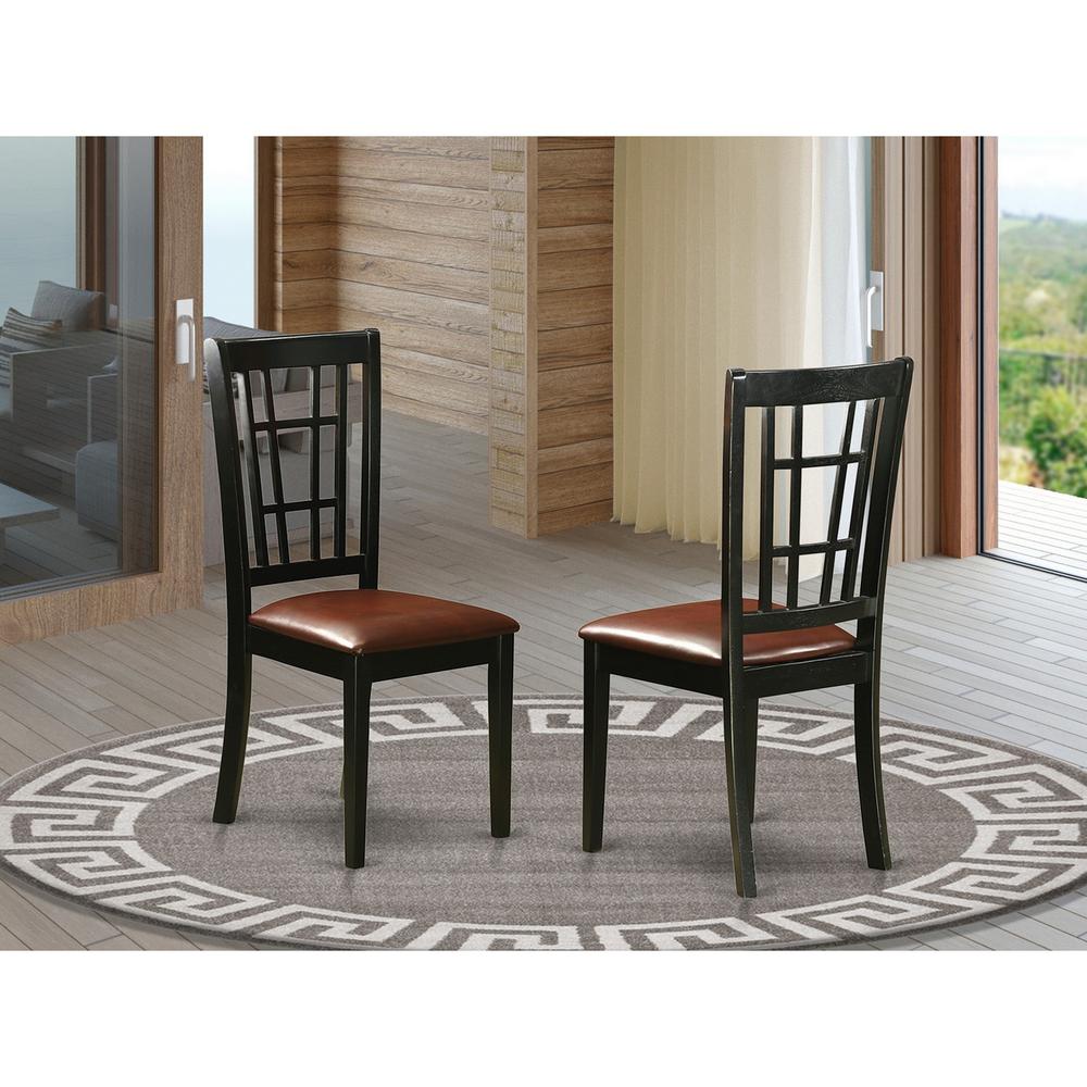 Nicoli  Dining  Chair  with  Faux  Leather    Upholstered  Seat  ,  Set  of  2. Picture 2