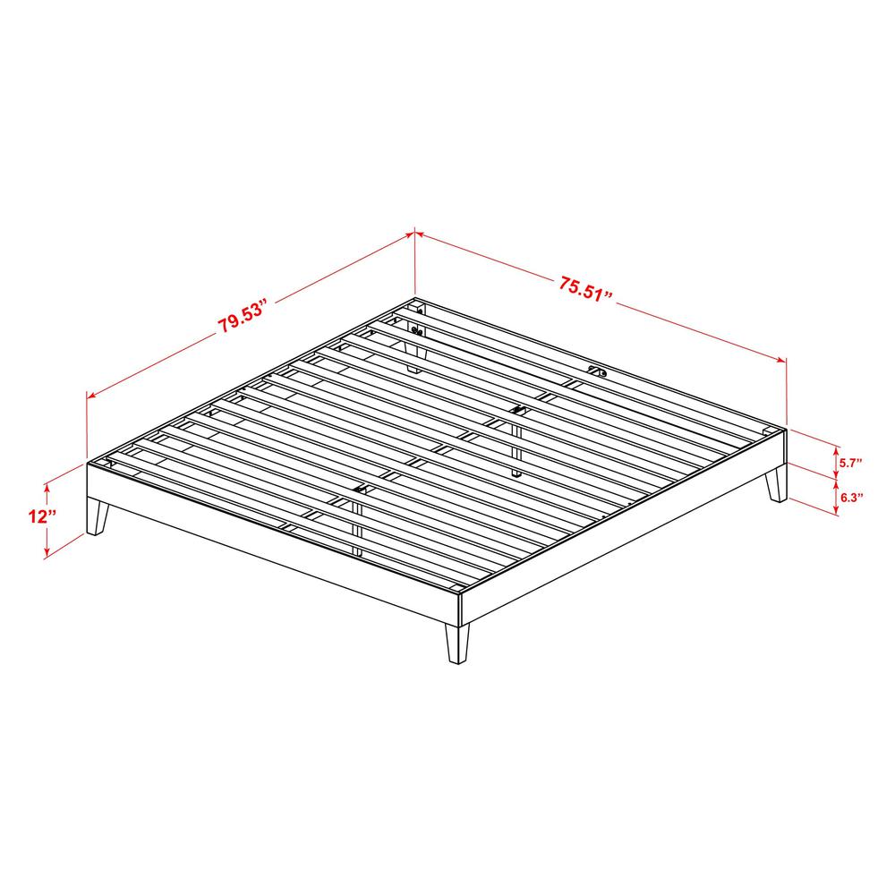 NVP-23-K King Size Bed Frame with 4 Hardwood Legs and 2 Extra Center Legs - Oak Finish. Picture 4