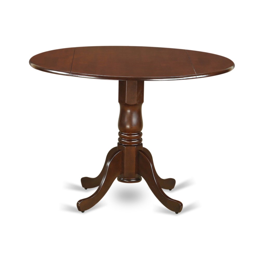 5 Piece Dining Room Set Consists of a Round Solid Wood Table with Dropleaf. Picture 3