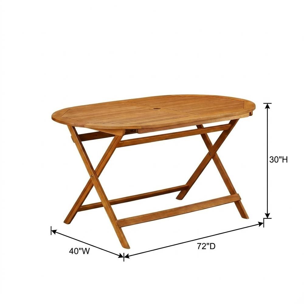 Wooden 5-Piece Outdoor Dining Set with 4 Slatted Back Chairs and Coffee Table. Picture 6