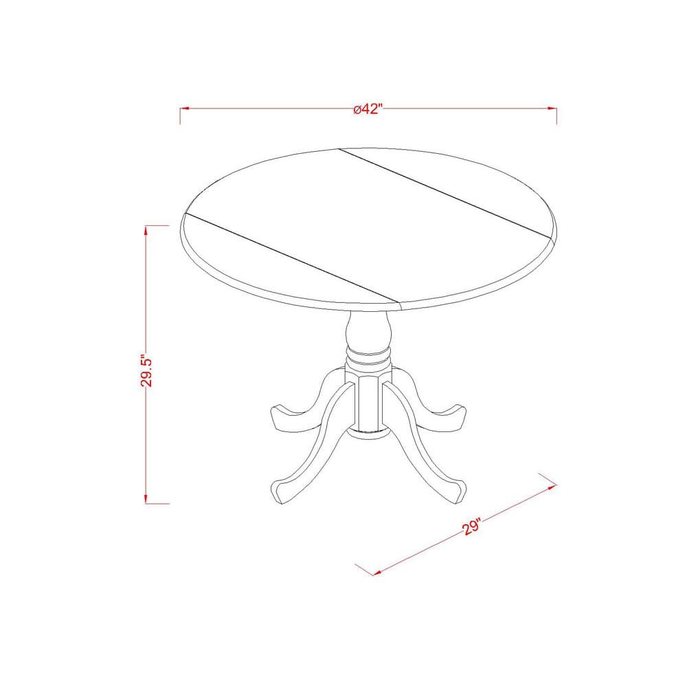 5 Piece Dining Room Set Consists of a Round Solid Wood Table with Dropleaf. Picture 5