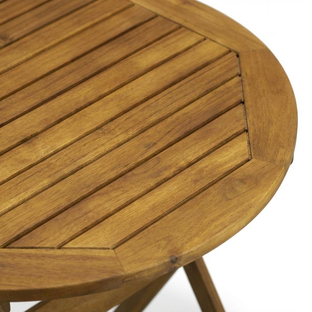 3-Piece Outdoor Bistro Set Oil-Finish Wooden Folding Table and 2 Chairs. Picture 4