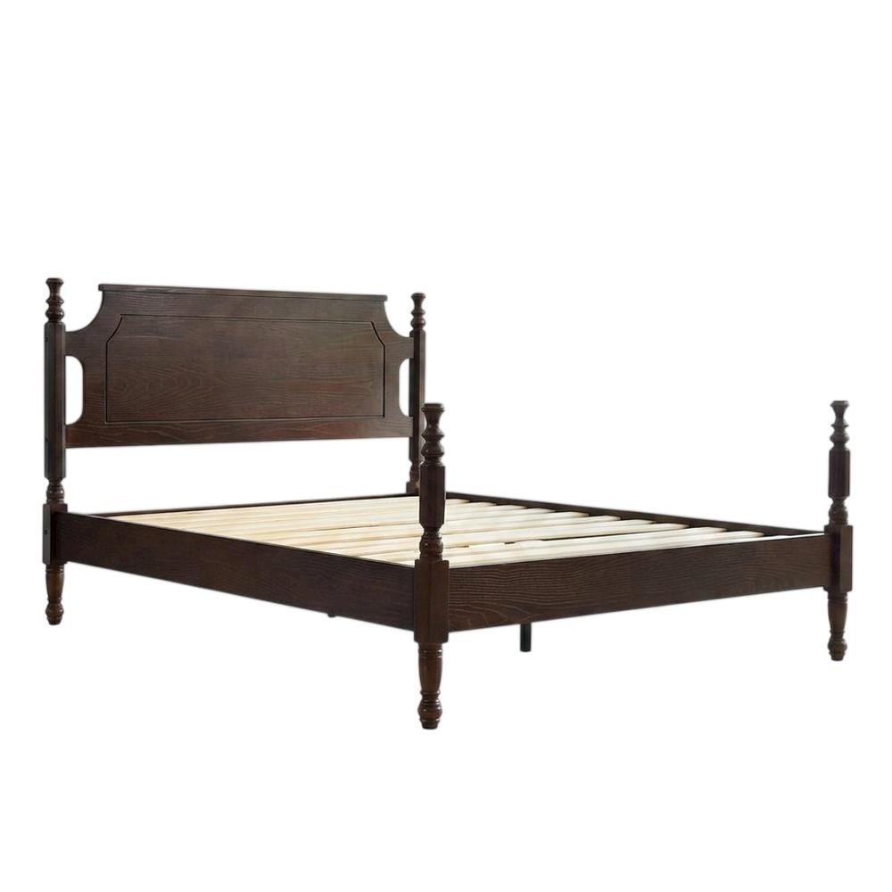 Solid Wood Platform Bed with Headboard, Traditional Queen Size. Picture 1
