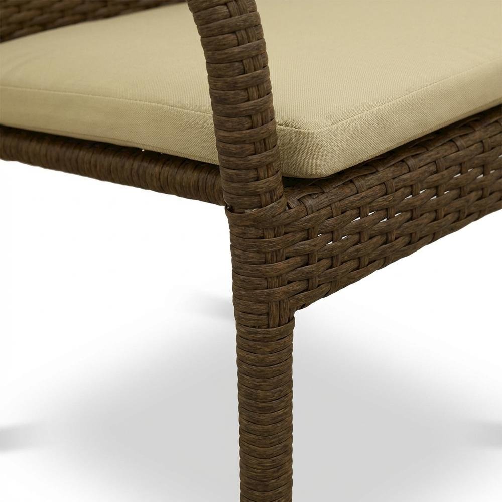 Brown Wicker Patio Chair Set of 2 with Durable Frame and Comfortable Seating. Picture 5
