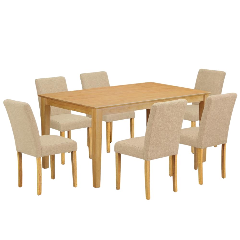 Solid Wood Dining Table Set for 6, Kitchen Table and Chairs in Oak. Picture 1
