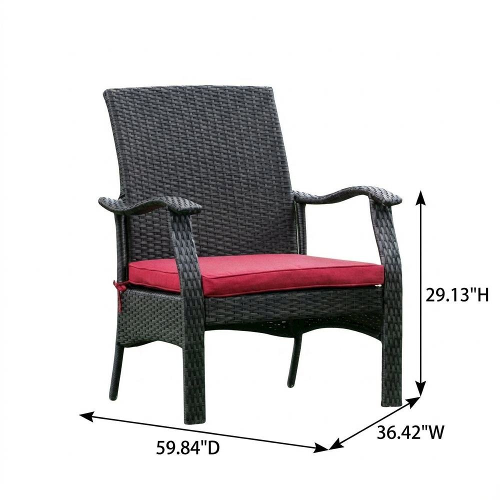 Black Wicker Patio Set with Table and 2 Chairs - Durable Outdoor Seating. Picture 6