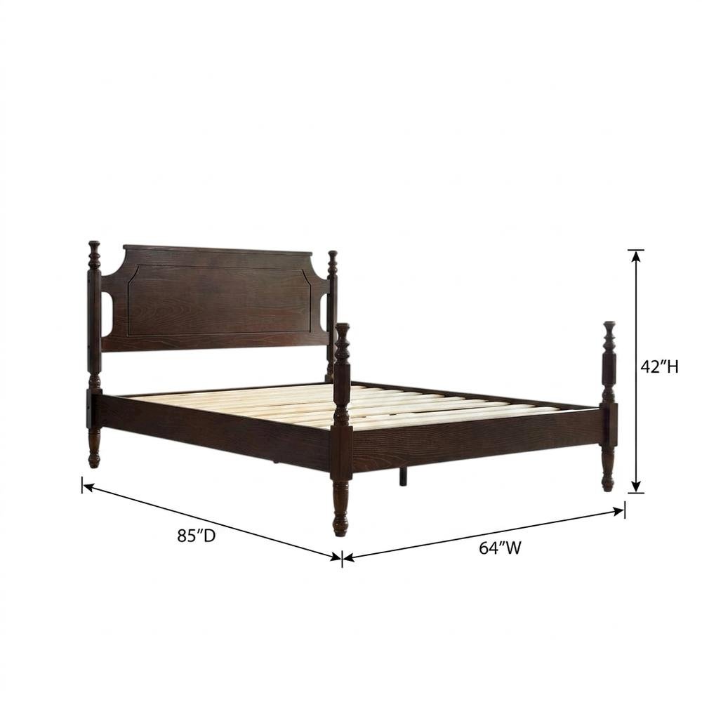 Solid Wood Platform Bed with Headboard, Traditional Queen Size. Picture 5