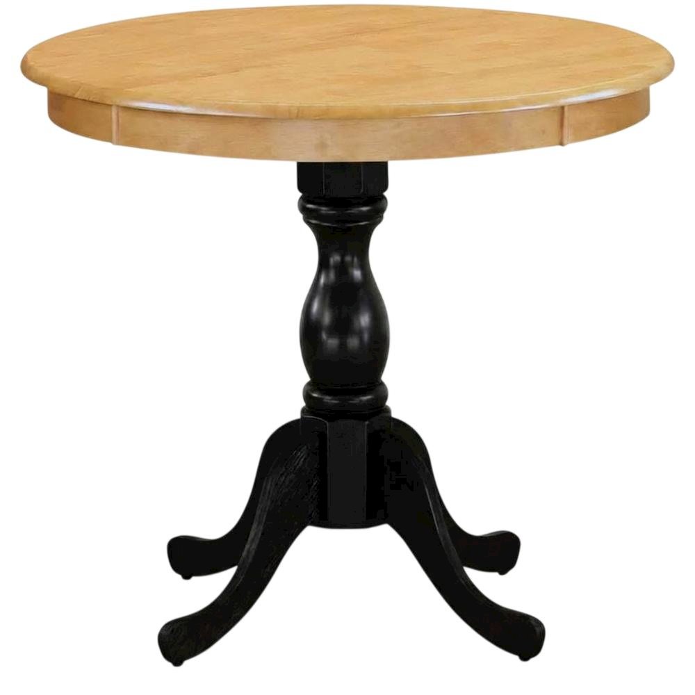 Oak Black Round Pedestal Dining Table, Seats 4 Compact. Picture 4