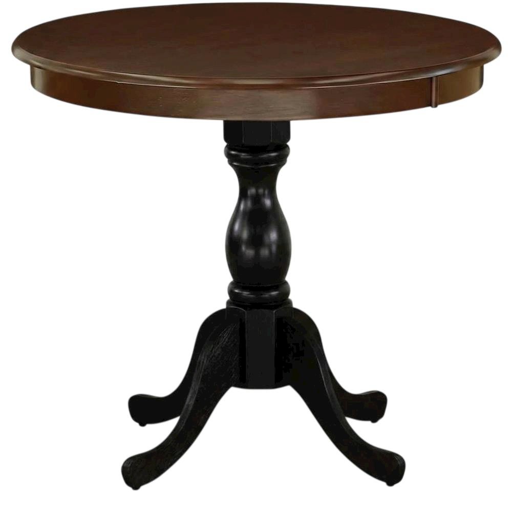 Mahogany Black Round Pedestal Dining Table, Seats 4. Picture 1