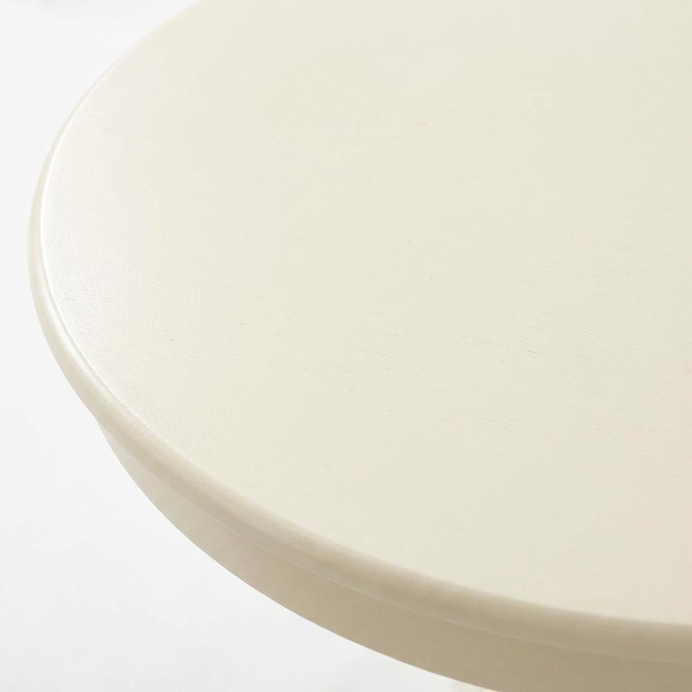 Linen White Round Pedestal Dining Table, Wood, Seats 4. Picture 6
