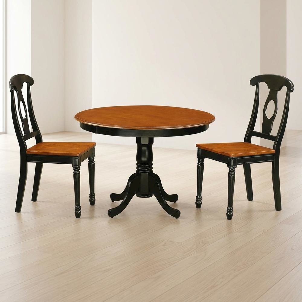 Small Round Solid Wood Kitchen Table & Chairs 3-Piece Dining Set. Picture 3
