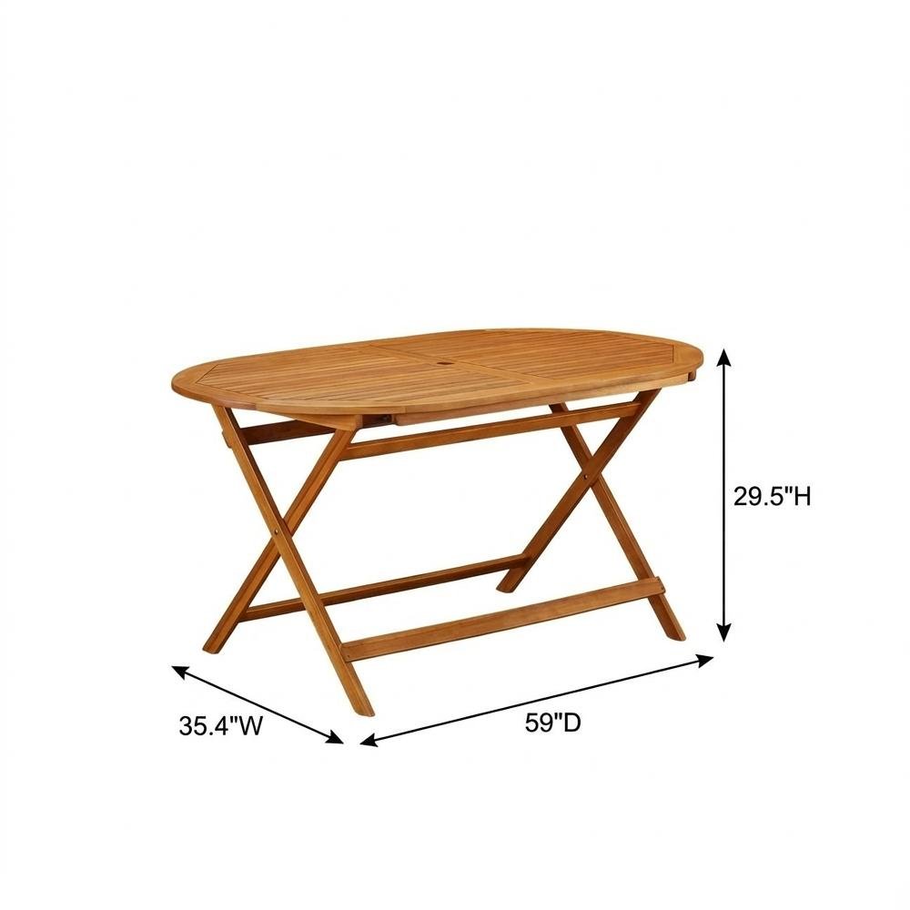 Wooden Patio Set Neutral Oil with Dining Table and 4 Outdoor Chairs. Picture 6
