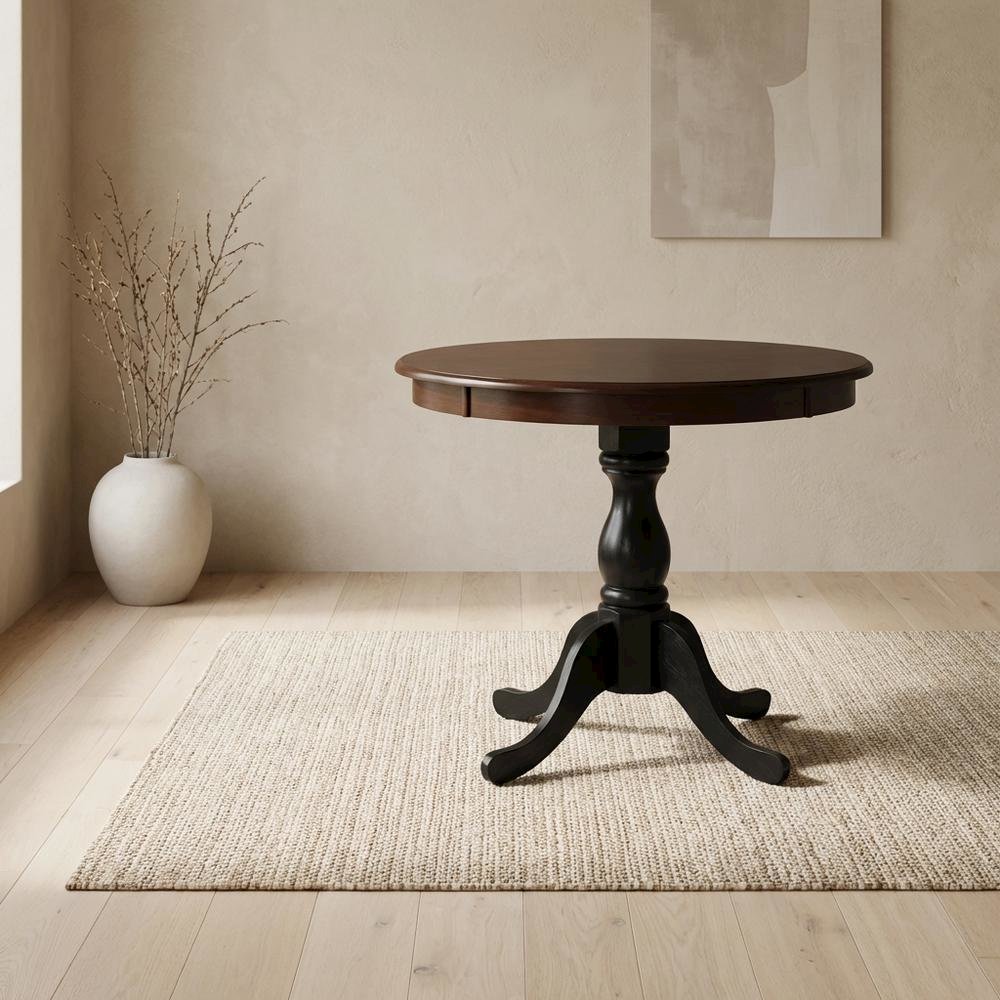 Mahogany Black Round Pedestal Dining Table, Seats 4. Picture 2