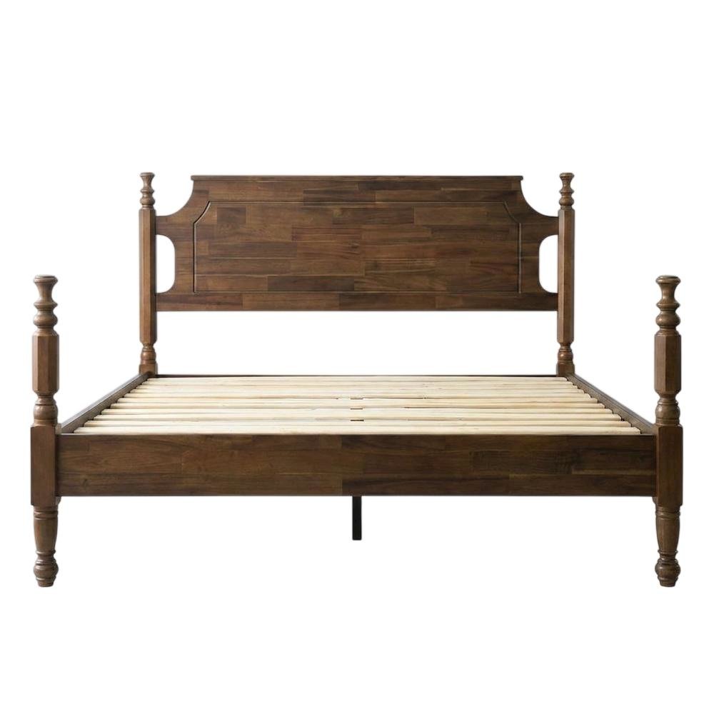 Solid Wood Platform Bed with Headboard, Traditional King Size. Picture 1