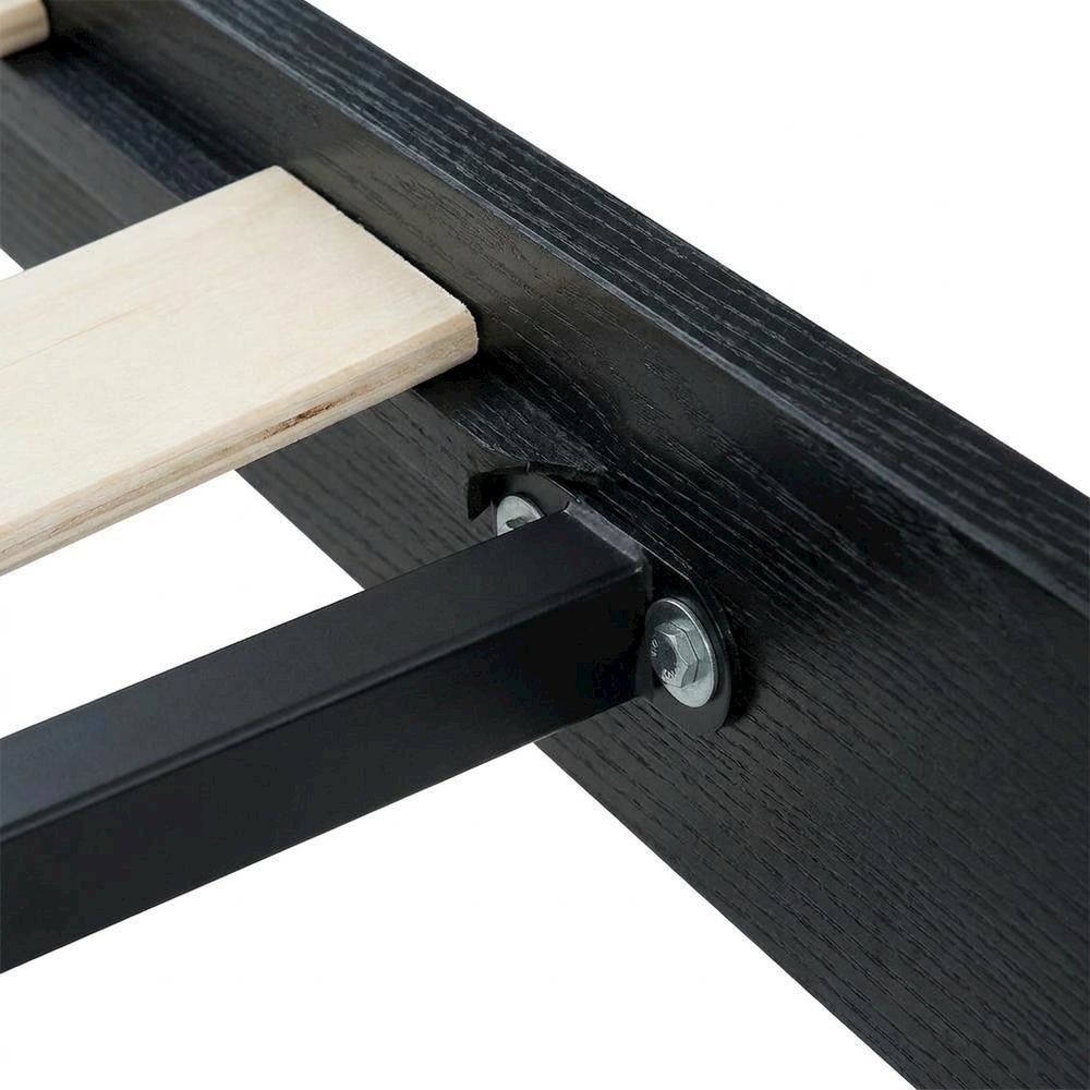 Solid Wood Platform Bed, Headboard & Footboard, No Box Spring, Ebony Oak, King. Picture 8