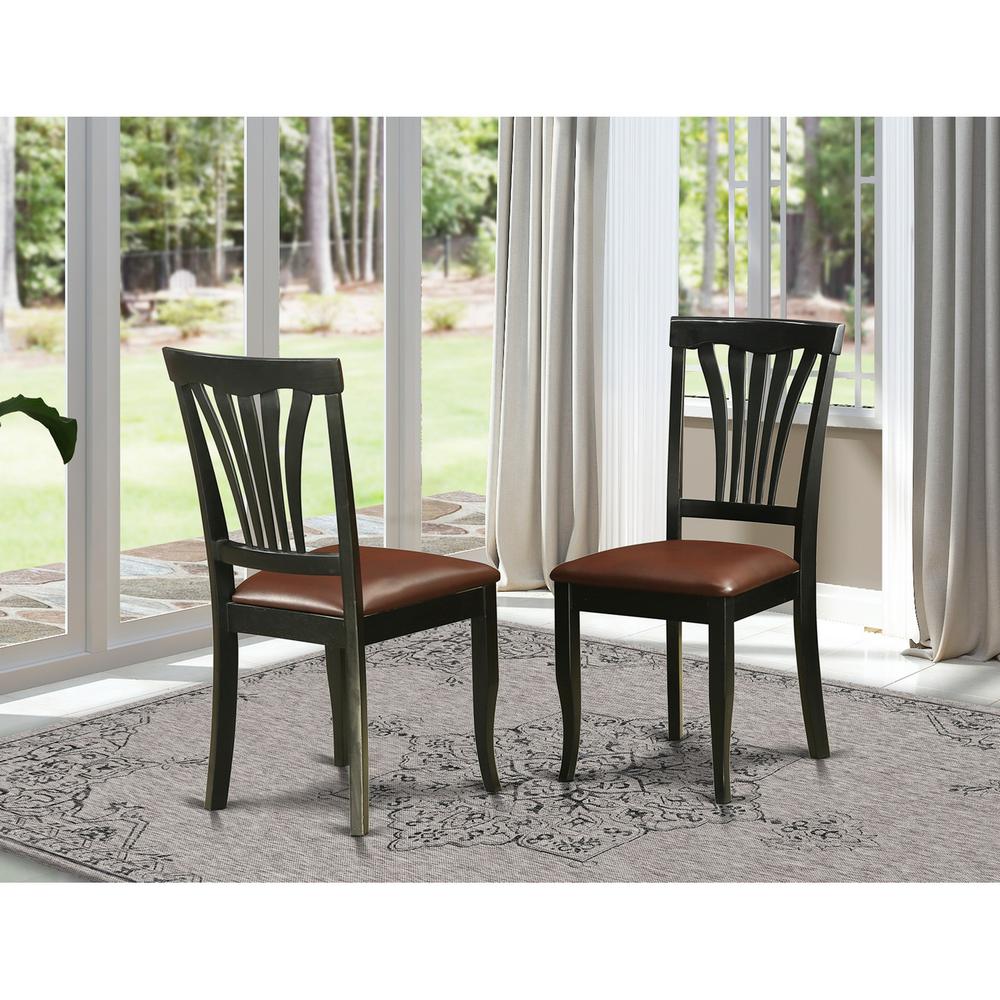 Avon  Chair  for  dining  room  With  Faux  Leather  Seat  -  Black    Finish,  Set  of  2. Picture 2