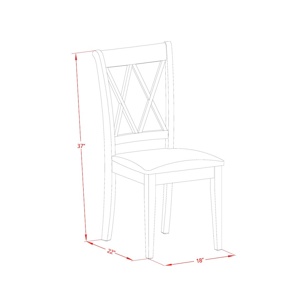 East West Furniture HBCL5-LWH-C 5 Piece Modern Dining Table Set - Linen White Dining Room Table and 4 Linen White Kitchen Chairs with Double X-Back - Linen White Finish. Picture 3