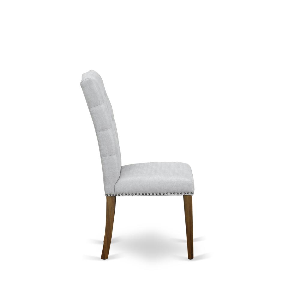 7-piece kitchen table set with Chair’s Legs and Modern Gray Linen Fabric. Picture 9